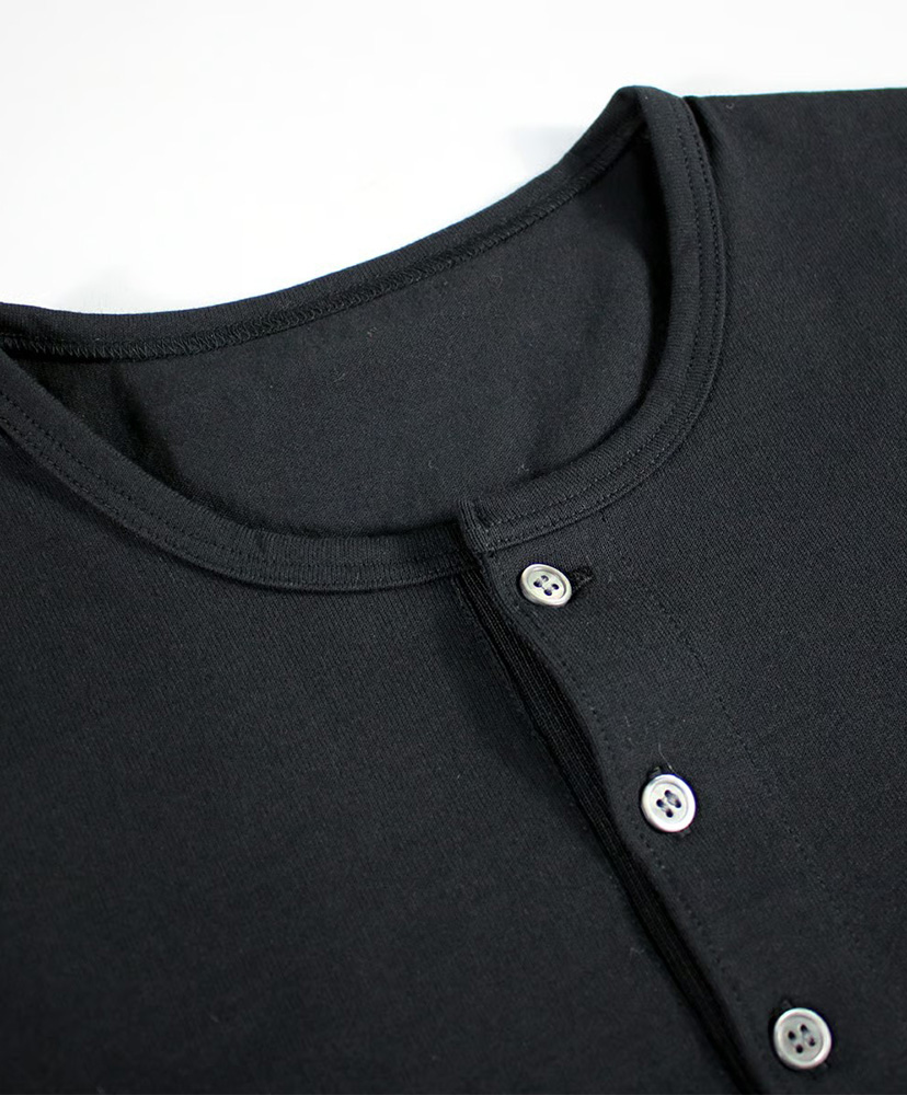 スーピマ超長綿強撚ヘンリーネック長袖Ｔシャツ Black/ブラック 2L(MEN)