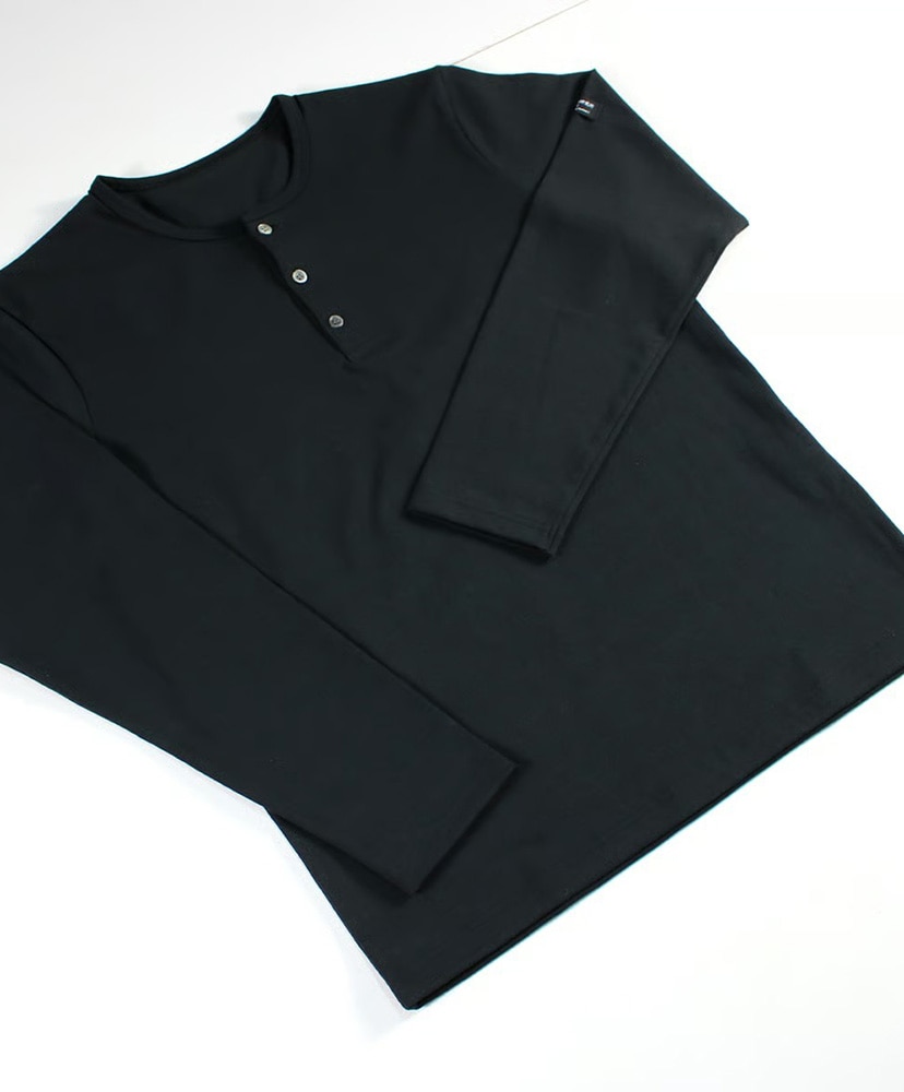 スーピマ超長綿強撚ヘンリーネック長袖Ｔシャツ Black/ブラック 2L(MEN)