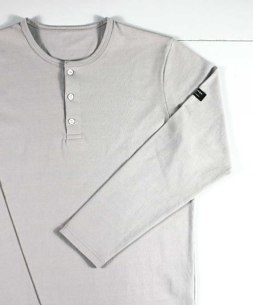 スーピマ超長綿強撚ヘンリーネック長袖Ｔシャツ Gray/グレー 2L(MEN)
