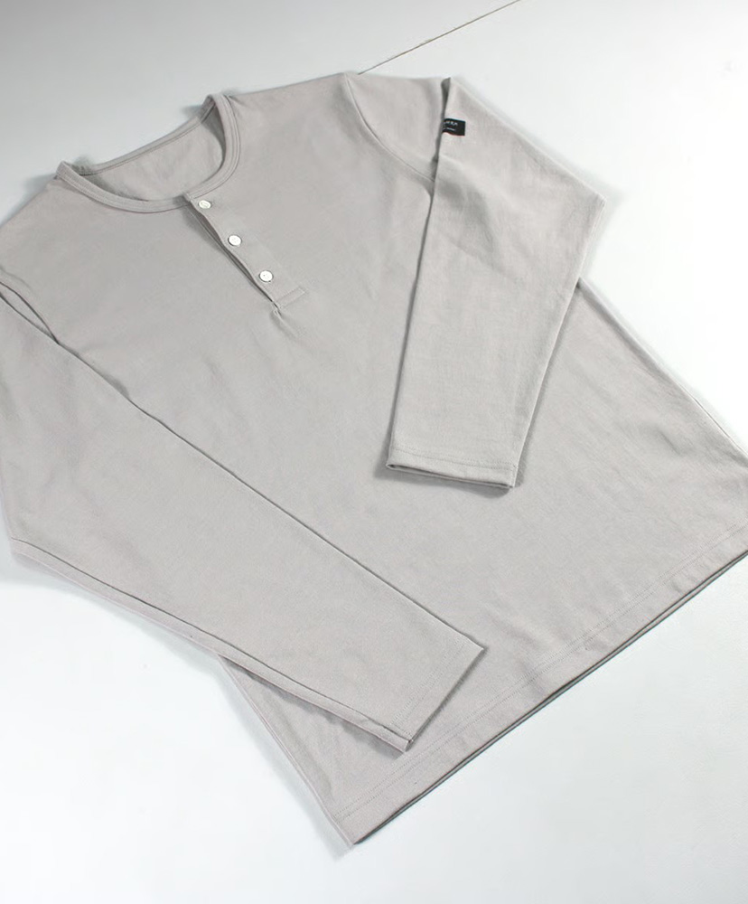 スーピマ超長綿強撚ヘンリーネック長袖Ｔシャツ Gray/グレー 2L(MEN)
