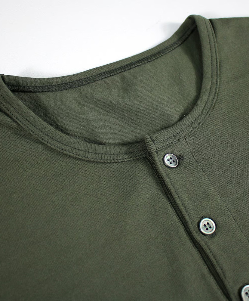 スーピマ超長綿強撚ヘンリーネック長袖Ｔシャツ Khaki Green/カーキグリーン 2L(MEN)