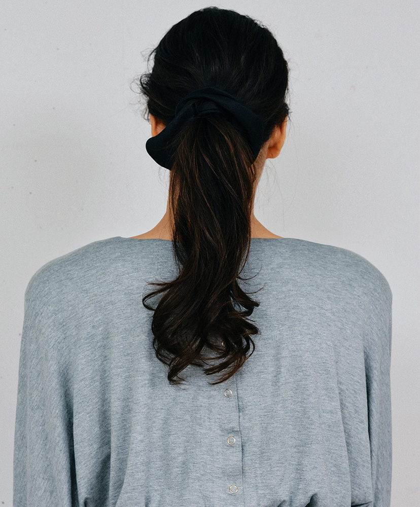 Silk Heart Scrunchie-Medium Black/ブラック F