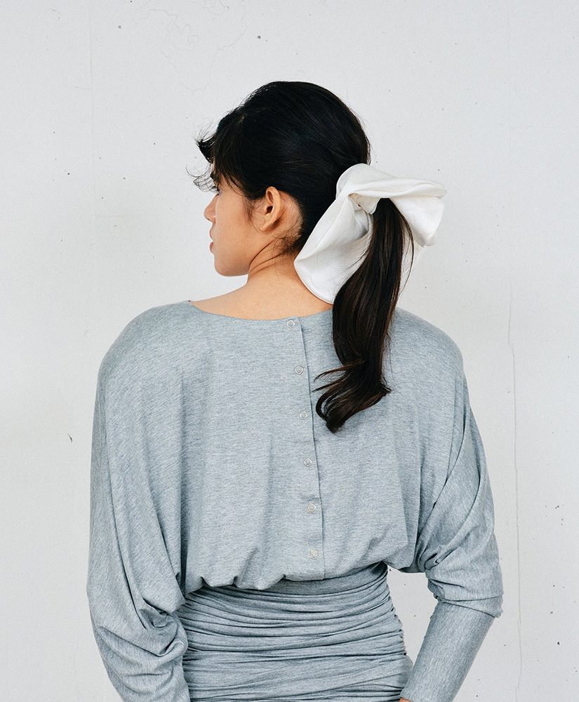 Silk Heart Scrunchie-Large White/ホワイト F