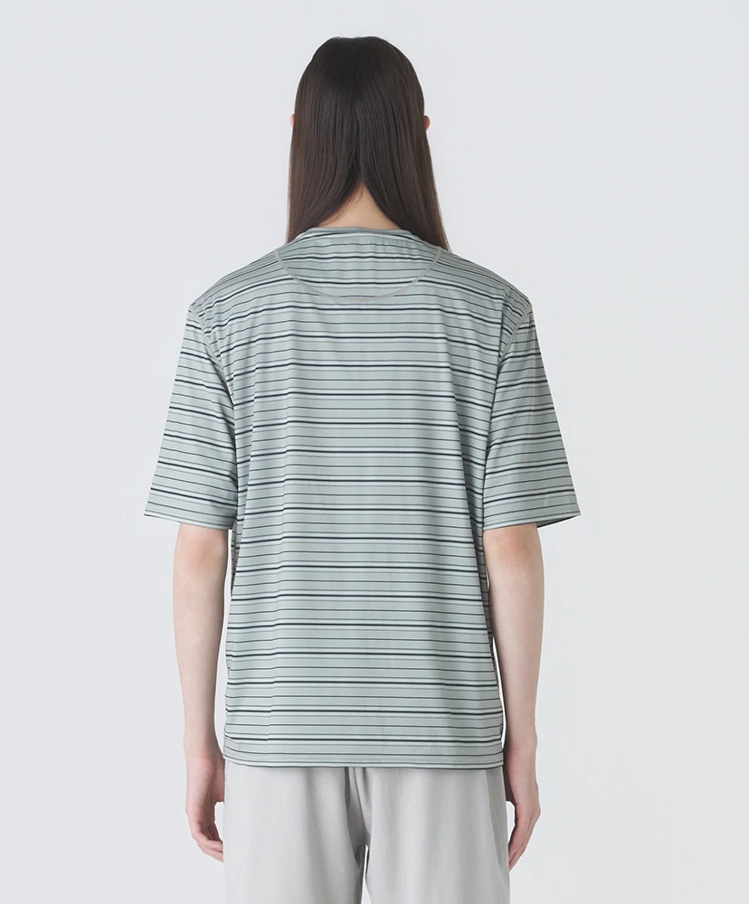 Striped Short Sleeve T-Shirt Khaki Green Mixed/カーキグリーンミックス L(MEN)