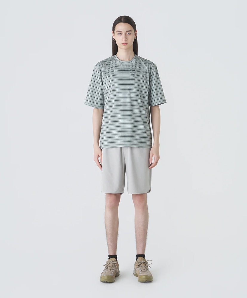 Striped Short Sleeve T-Shirt Khaki Green Mixed/カーキグリーンミックス L(MEN)