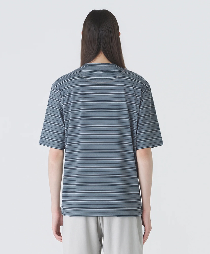 Striped Short Sleeve T-Shirt Navy Mixed/ネイビーミックス L(MEN)