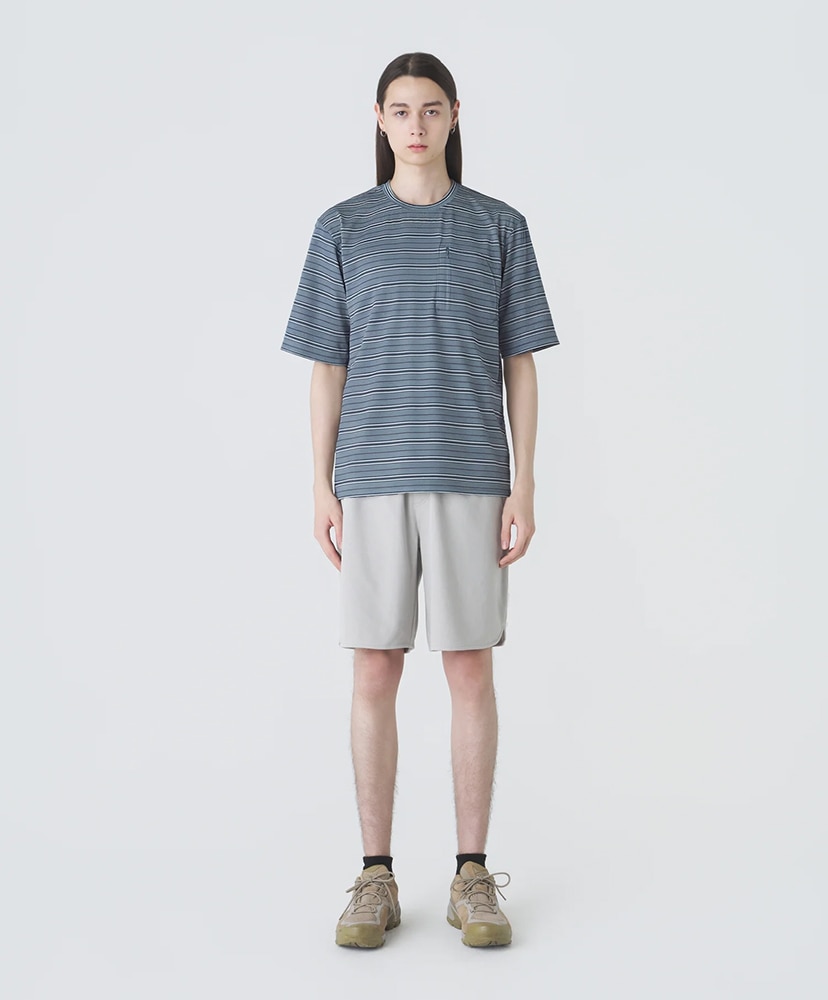 Striped Short Sleeve T-Shirt Navy Mixed/ネイビーミックス L(MEN)