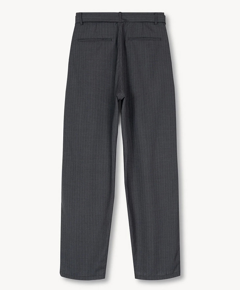 Ren Pinstripe Belted Tuck Trousers In Wool Grey/グレー L(MEN)