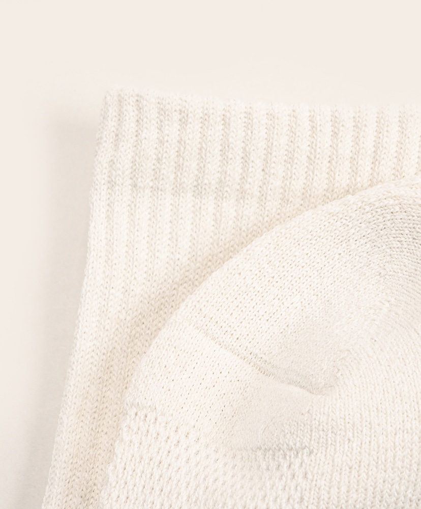 fukusuke by LOFTMAN 和紙混ドライリブクルー丈ソックス ホワイト 25-27cm