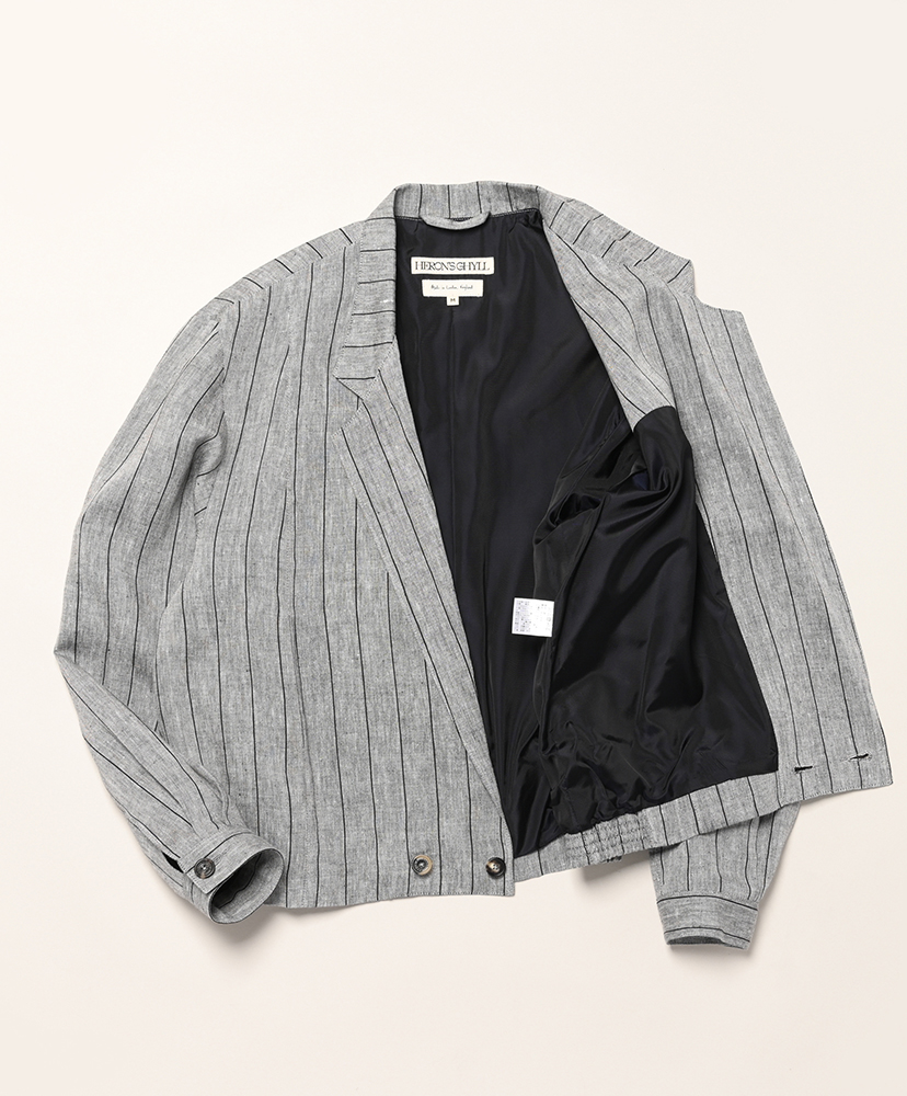 Rico Notch Lapel Blouson Gray×Black Stripe/グレー×ブラックストライプ L(WOMEN)
