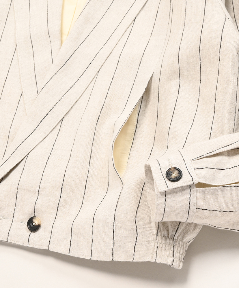 Rico Notch Lapel Blouson Natural×Black Stripe/ナチュラル×ブラックストライプ L(WOMEN)