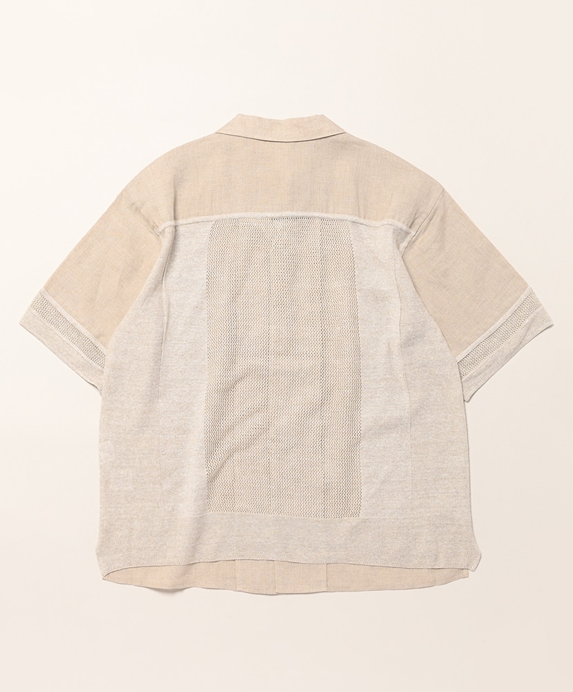 Linen Mesh Open Collar Shirt Natural/ナチュラル L(MEN)