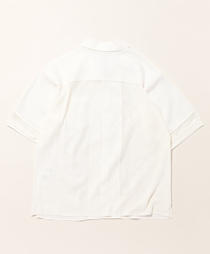 Linen Mesh Open Collar Shirt White/ホワイト L(MEN)