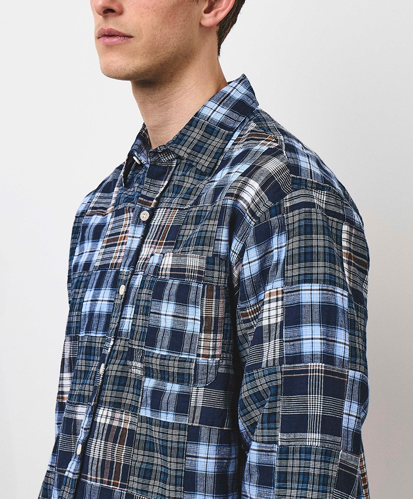Patchwork Check Heritage Shirt Blue/ブルー L(MEN)