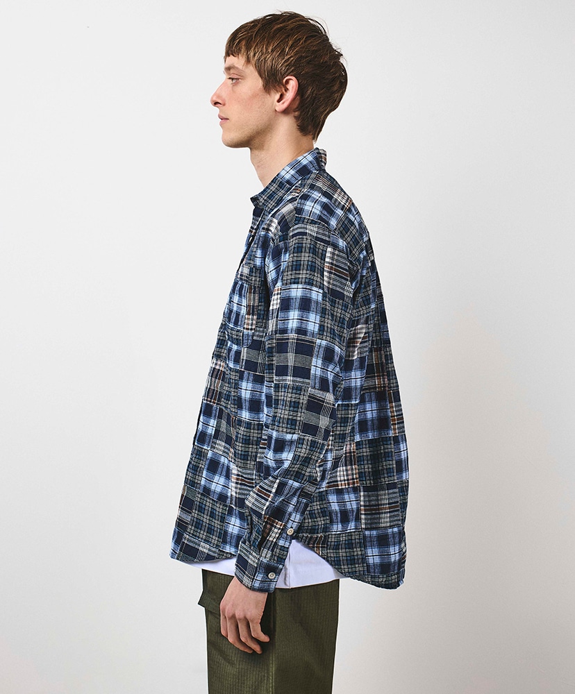 Patchwork Check Heritage Shirt Blue/ブルー L(MEN)
