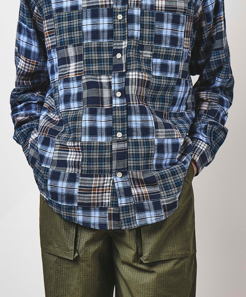 Patchwork Check Heritage Shirt Blue/ブルー L(MEN)