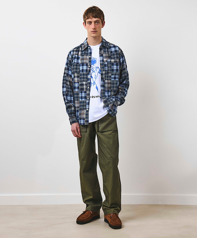 Patchwork Check Heritage Shirt Blue/ブルー L(MEN)