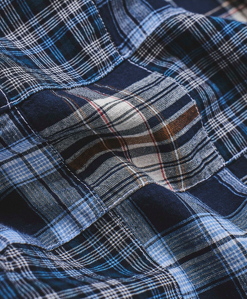 Patchwork Check Heritage Shirt Blue/ブルー L(MEN)
