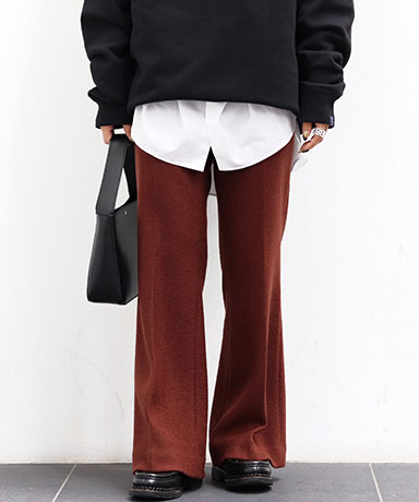 Wool Jersey Bell Bottom Pants(38(WOMEN) Brown/ブラウン): CINOH