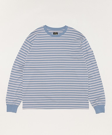 L/S Crew Neck Tee-Cotton Stripe Jersey(XS(MEN) Blue Grey/ブルー