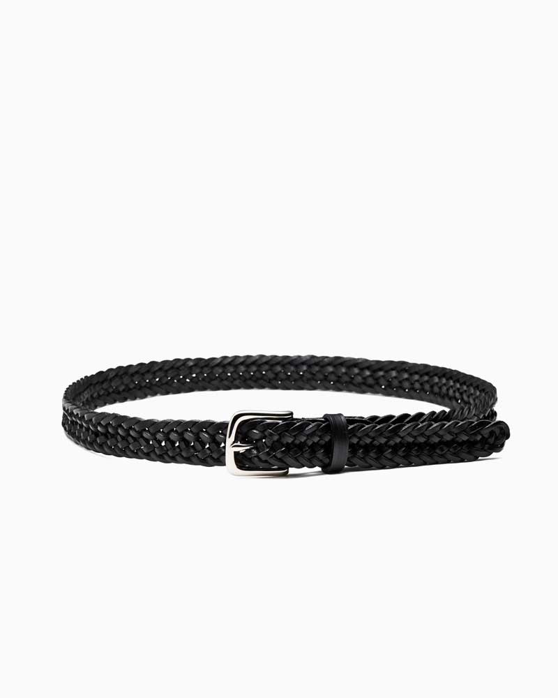 美品BELTMANIAスエードメッシュベルトレザーベルトマニア定価19000円 P0011 25mm Interlinked Plaited Belt(30(MEN) Black/ブラック