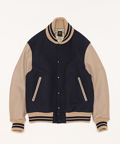 Super140 Wool Melton Varsity Jacket(34(WOMEN) Navy Blue/ネイビー