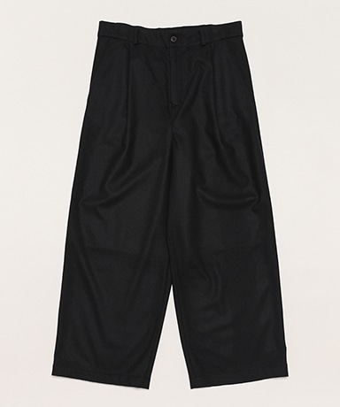 ATON WOOLGABARDINE WIDE TWO TUCKED PANTS
