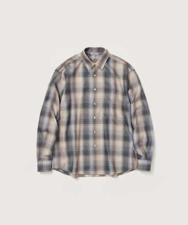 Super Light Wool Check Shirt(3(MEN) Beige Blue Check/ベージュブルーチェック): AURALEE