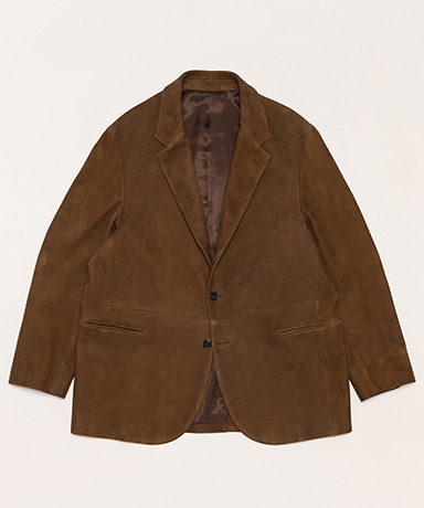 48 エンメティ トリスタン スエード レザー シャツジャケット ブラウン B13889 エンメティ レザーテーラードジャケット スエード