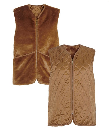 Quilting Fur Reversible Liner Vest(10(WOMEN) YEL): Barbour