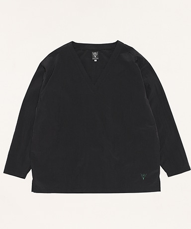 S.S. V Neck Shirt - Nylon Taffeta(L(MEN) Black/ブラック): South2