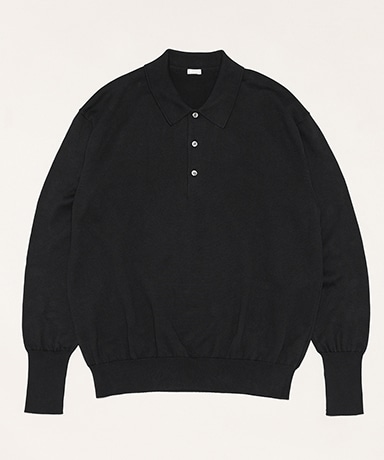 Cotton Knit L/S Polo Shirts(1(MEN) Black/ブラック): A.PRESSE