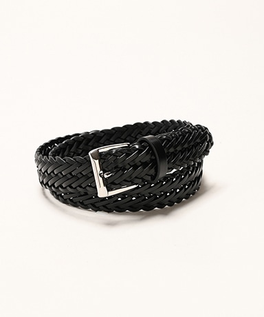 30mmレザーメッシュシルバーバックルドレスベルト