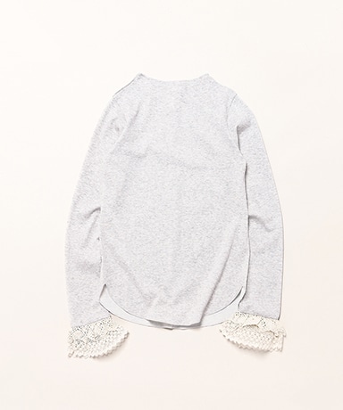 Ribbed Lace Cuff Pullover Tee
