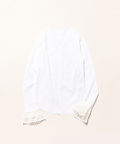 Ribbed Lace Cuff Pullover Tee