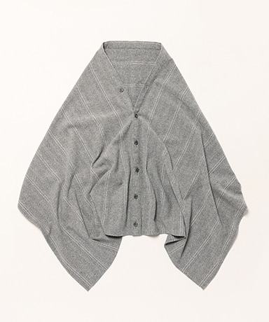 Button Shawl - Wool Striped HB