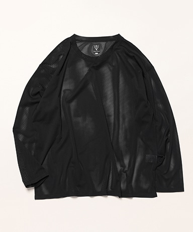 S.S. Crew Neck Shirt - Knit Mesh(L(MEN) Black/ブラック