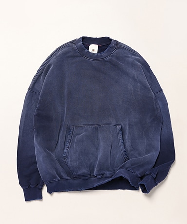 Oversize Kangaroo Pocket Crew Neck Aged