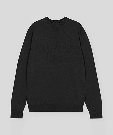 1784S JSロゴインターシャ クルーネック長袖ニットプルオーバー