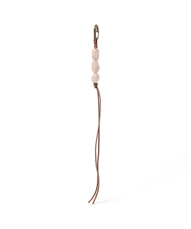 Geometric Wood Beads Key Ring With Brass