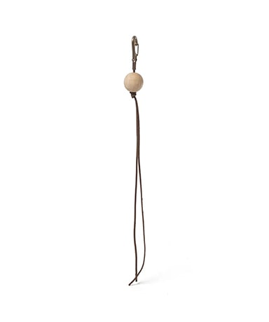 Round Wood Beads Key Ring With Brass