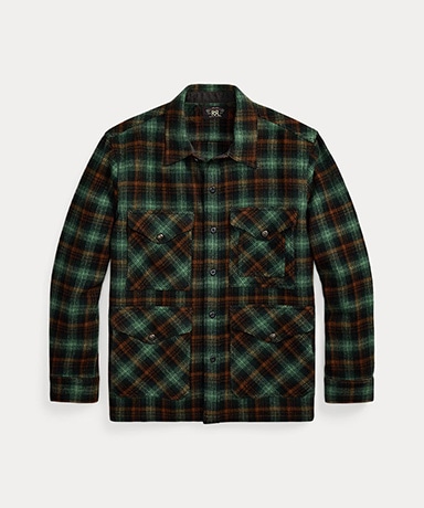 Plaid Wool Twill Overshirt