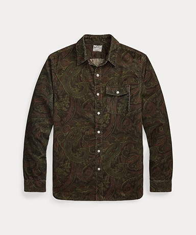 Paisley-Print Corduroy Workshirt