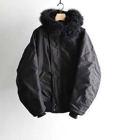 コットンシルク ミリタリーフーデッドジャケット