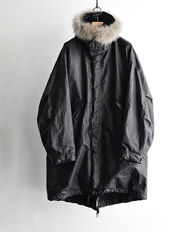 ペーパーレザー ミリタリーフーデッドコート
