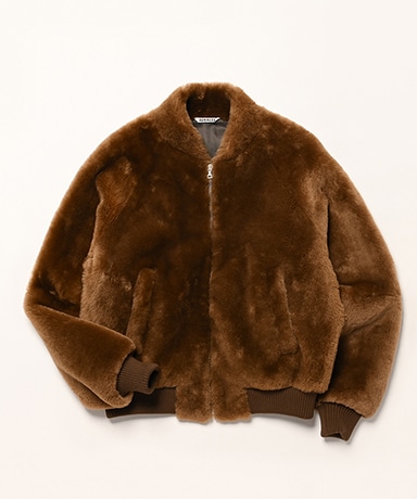 Straight Merino Mouton Fur Zip Blouson