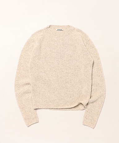 AURALEE ベージュ カシミヤリブ編みビーニー Cashmere Melange Knit P/O(3(MEN) Top Gray Beige/トップグレー