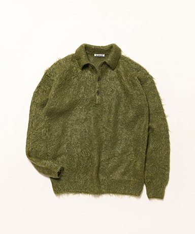 Brushed Super Kid Mohair Knit Polo