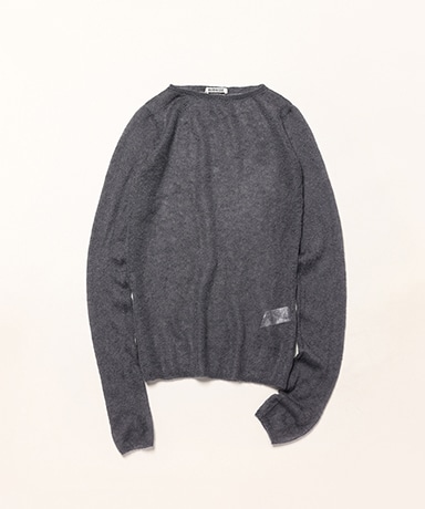 Kid Mohair Sheer Knit Boat-Neck P/O