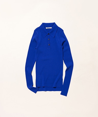 Super Fine Wool High Gauge Rib Knit Polo